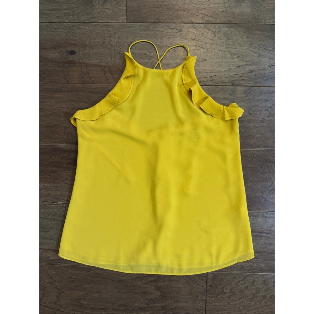 Naked Zebra Yellow Ruffle Halter Top Open Cross Back Sleeveless Blouse Small NEW